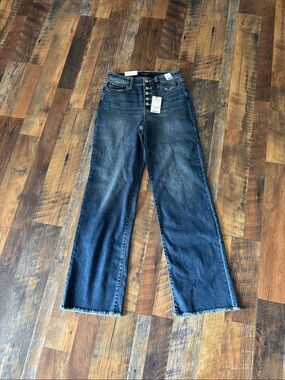 Judy Blue Dark Blue High-Rise Wide Leg Button-Fly Jeans